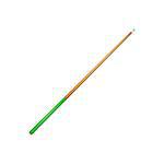 Billiard cue with green handle on white background