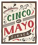 Cinco de Mayo fiesta lettering text. Retro flyer invitation. Illustration in vector format