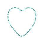 Turquoise chain in shape of heart on white background