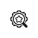 Search Optimization Icon. Flat Design. Isolated Illustration. App Symbol or UI element. Gear with Magnifying Glass.