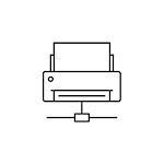 Network printer line icon on white background