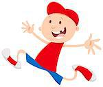 Cartoon Illustration of Happy Snagle Tooth Running Boy