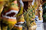 Rows of dragons at buddhist temple, Chiang Mai, Thailand