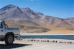 Vehicle by lake miscanti, San Pedro de Atacama, Chile