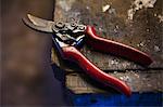 Close up of a pair of cutting shears in a sailmaker's workshop.