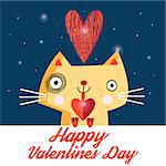 Vector bright love the cat with different hearts