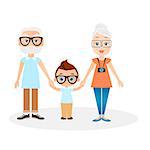 Grandparents with grandson. Vector illustration eps 10 isolated on white background. Flat cartoon style