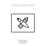 Icon of the pencil and brush in a linear style