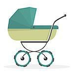 Baby stroller Isolated on white background. Pram illustrated.