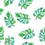 Vector watercolor seamless tropical pattern