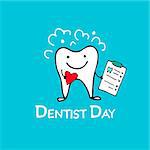 Dentist day, tooth character sketch for your design. Vector illustration
