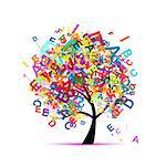 tree, letter, concept, english, vector
