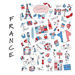 France, icons collection. Sketch for your design. Vector illustration