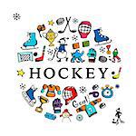 Hockey banner, sketch for your design. Vector illustration