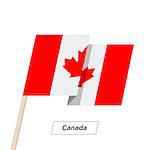 Canada Ribbon Waving Flag Isolated on White. Vector Illustration. Canada Flag with Sharp Corners