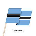 Botswana Ribbon Waving Flag Isolated on White. Vector Illustration. Botswana Flag with Sharp Corners