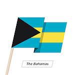 The Bahamas Ribbon Waving Flag Isolated on White. Vector Illustration. The Bahamas Flag with Sharp Corners