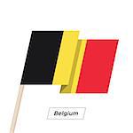 Belgium Ribbon Waving Flag Isolated on White. Vector Illustration. Belgium Flag with Sharp Corners