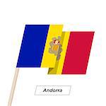 Andorra Ribbon Waving Flag Isolated on White. Vector Illustration. Andorra Flag with Sharp Corners