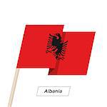 Albania Ribbon Waving Flag Isolated on White. Vector Illustration. Albania Flag with Sharp Corners