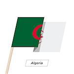 Algeria Ribbon Waving Flag Isolated on White. Vector Illustration. Algeria Flag with Sharp Corners