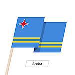 Aruba Ribbon Waving Flag Isolated on White. Vector Illustration. Aruba Flag with Sharp Corners