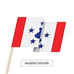 Austral Islands Ribbon Waving Flag Isolated on White. Vector Illustration. Austral Islands Flag with Sharp Corners