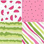 Seamless pattern with watermelon set, scrapbooking, summer digital paper watermelon set