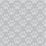 Animal paw seamless gray pattern. Vector illustration