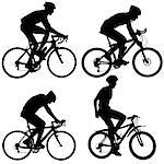 Set silhouette of a cyclist male. vector illustration.