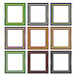 Set of Colorful Wooden Frames Isolated on White Background