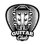 monochrome vector logo template with ple trum and guitar