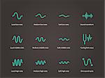 Sound and music waveform icons set. Vector illustration.