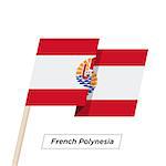 French Polynesia Ribbon Waving Flag Isolated on White. Vector Illustration. French Polynesia Flag with Sharp Corners