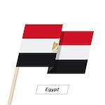 Egypt Ribbon Waving Flag Isolated on White. Vector Illustration. Egypt Flag with Sharp Corners