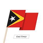 East Timor Ribbon Waving Flag Isolated on White. Vector Illustration. East Timor Flag with Sharp Corners