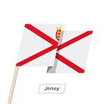 Jersey Ribbon Waving Flag Isolated on White. Vector Illustration. Jersey Flag with Sharp Corners