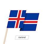 Iceland Ribbon Waving Flag Isolated on White. Vector Illustration. Iceland Flag with Sharp Corners