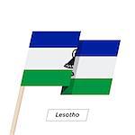 Lesotho Ribbon Waving Flag Isolated on White. Vector Illustration. Lesotho Flag with Sharp Corners