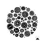 Buttons collection, sketch for your design. Vector illustration