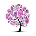 Paisley ornament, art tree, sketch for your design. Vector illustration