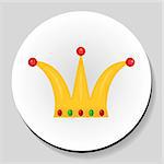 Golden Crown sticker icon flat style. Vector illustration