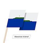 Navassa Island Ribbon Waving Flag Isolated on White. Vector Illustration. Navassa Island Flag with Sharp Corners