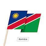 Namibia Ribbon Waving Flag Isolated on White. Vector Illustration. Namibia Flag with Sharp Corners
