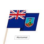 Montserrat Ribbon Waving Flag Isolated on White. Vector Illustration. Montserrat Flag with Sharp Corners
