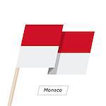 Monaco Ribbon Waving Flag Isolated on White. Vector Illustration. Monaco Flag with Sharp Corners