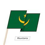 Mauritania Ribbon Waving Flag Isolated on White. Vector Illustration. Mauritania Flag with Sharp Corners