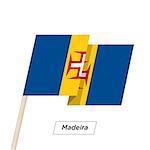 Madeira Ribbon Waving Flag Isolated on White. Vector Illustration. Madeira Flag with Sharp Corners