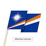 Marshall Islands Ribbon Waving Flag Isolated on White. Vector Illustration. Marshall Islands Flag with Sharp Corners