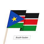 South Sudan Ribbon Waving Flag Isolated on White. Vector Illustration. South Sudan Flag with Sharp Corners